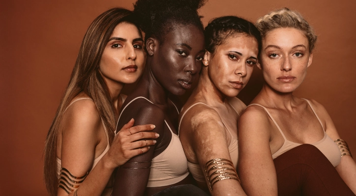 Women of color with their beautiful skin types.