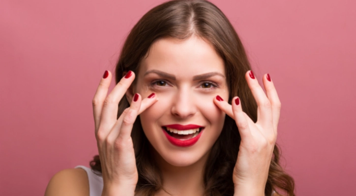 Applying eye cream