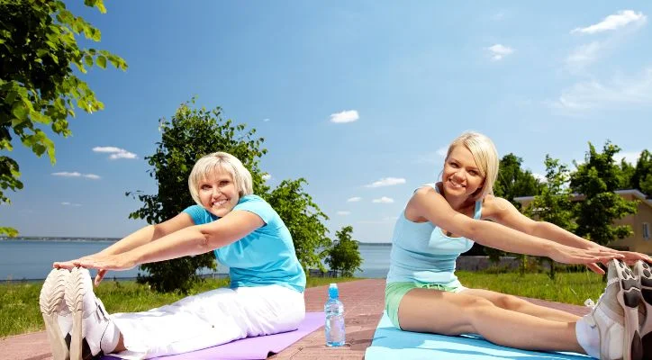 2 ladies doing an exercise