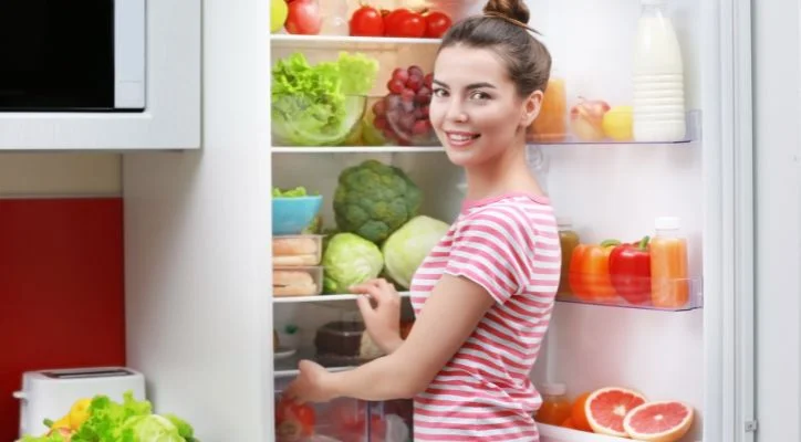 healthy food on the fridge