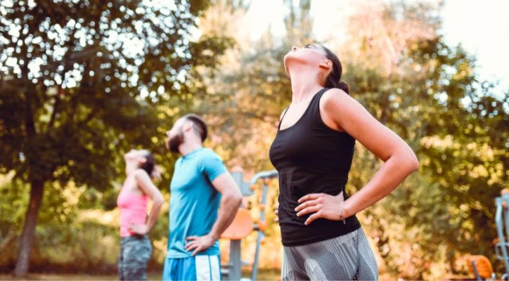 A group doing neck rotations